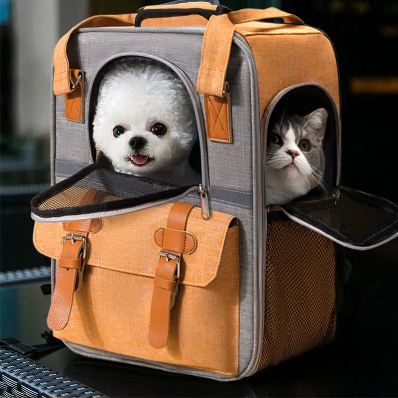 0- 10 KG CAT Pet Carriers Breathable Mesh Dog Backpack Foldable Large Capacity Cat Carrying Bag Outdoor Travel Pet Supplies Bag