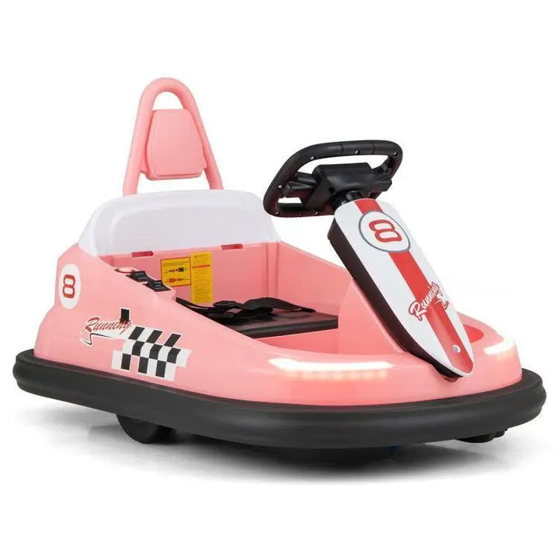 "360 Spin Bumper Car Ride-On: Remote Control, LED Lights, Music - Fun for Kids Indoors & Outdoors!"