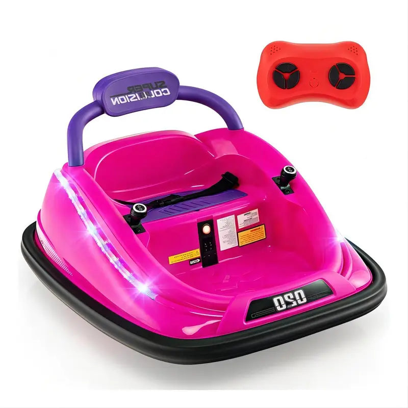 "360 Spin Bumper Car Ride-On: Remote Control, LED Lights, Music - Fun for Kids Indoors & Outdoors!"