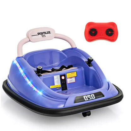 "360 Spin Bumper Car Ride-On: Remote Control, LED Lights, Music - Fun for Kids Indoors & Outdoors!"