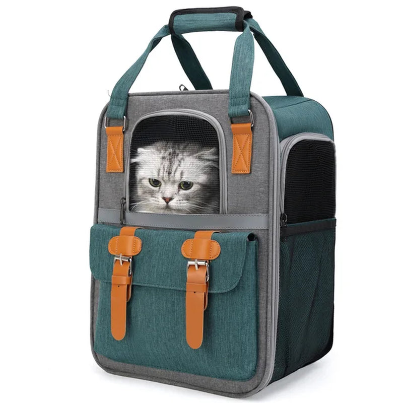 0- 10 KG CAT Pet Carriers Breathable Mesh Dog Backpack Foldable Large Capacity Cat Carrying Bag Outdoor Travel Pet Supplies Bag