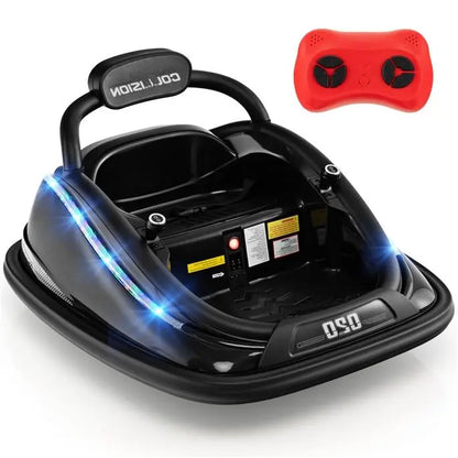 "360 Spin Bumper Car Ride-On: Remote Control, LED Lights, Music - Fun for Kids Indoors & Outdoors!"